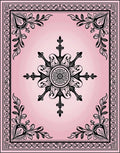 Ornate Floral Scroll Border Design Rug