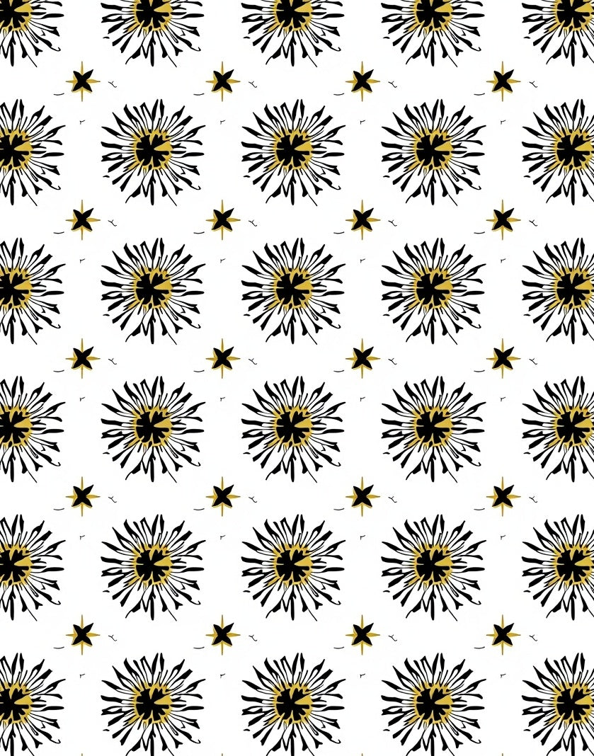 Black Gold Starburst Floral Rug