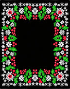 Red Green White Floral Holly Border Rug