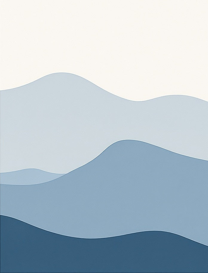 Serene Blue Layered Wave Pattern Rug