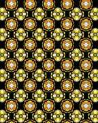 Bright Yellow Orange Floral Pattern Rug