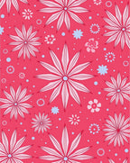 Coral Pink Starburst Floral Pattern Rug