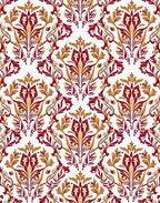 Rich Red Gold Floral Pattern Rug