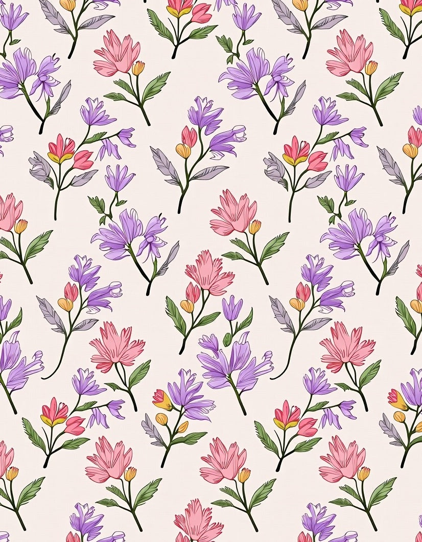Blooming Floral Branches Pattern Rug