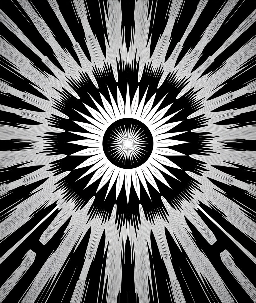 Striking Radiant Sunburst Pattern Rug