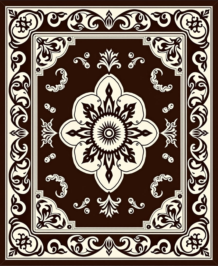 Elegant Floral Scrollwork Frame Design Rug