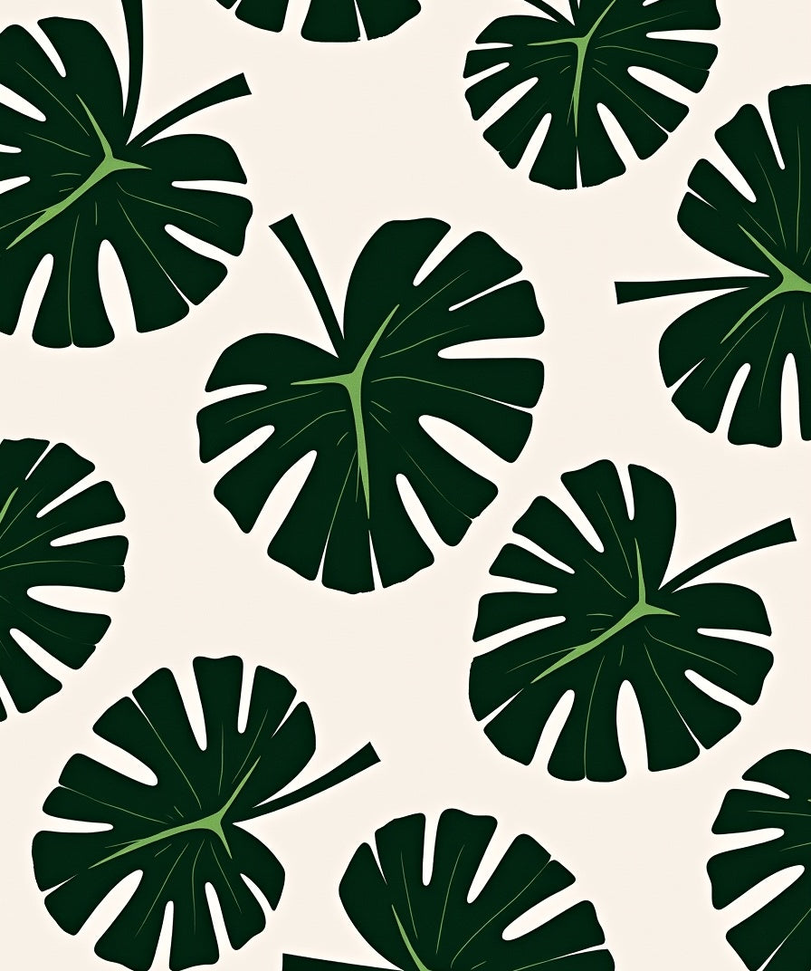 Dark Green Tropical Monstera Leaves Rug