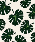 Dark Green Tropical Monstera Leaves Rug