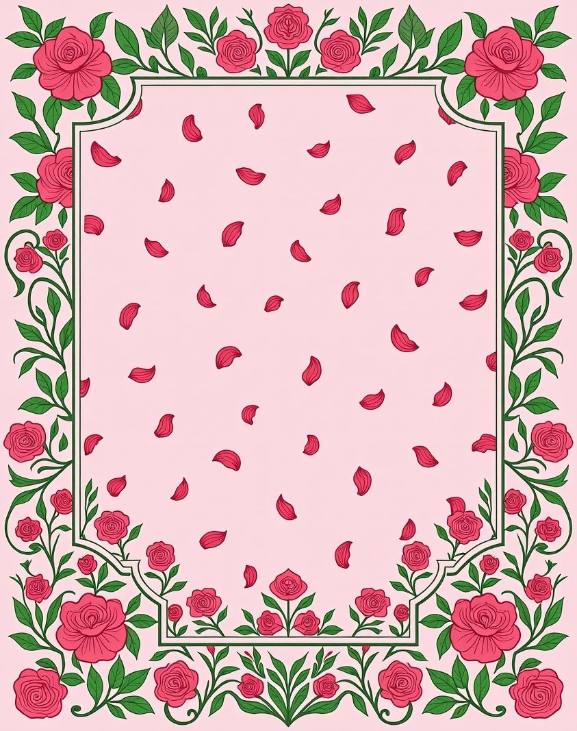 Floral Rose Petal Pattern Rug