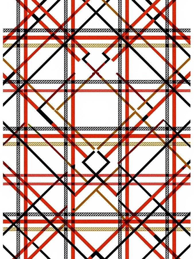 Sharp Intersecting Geometric Red Pattern Rug