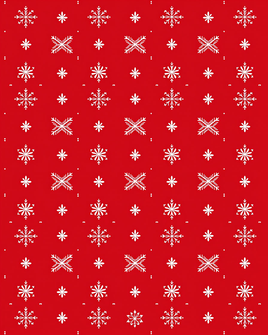 Red White Snowflake Pattern Rug