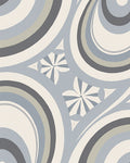 Geometric Waves and Floral Accents Rug