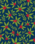 Crimson Berry Green Leaf Scatter Rug