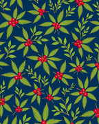 Crimson Berry Green Leaf Scatter Rug