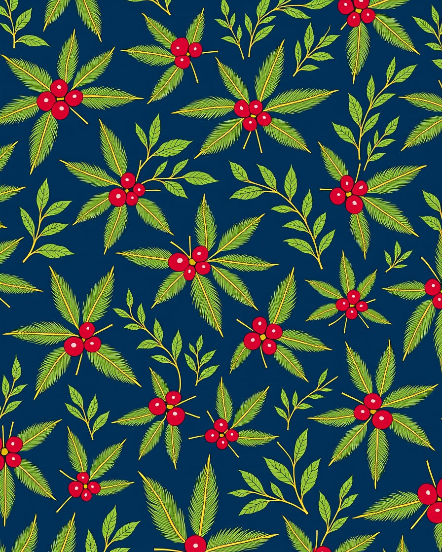 Crimson Berry Green Leaf Scatter Rug
