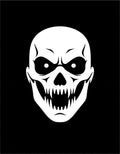 White Skull Graphic Black Background Rug