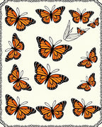 Orange Butterfly Pattern Design Rug