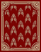 Art Deco Leaf Pattern Red Rug