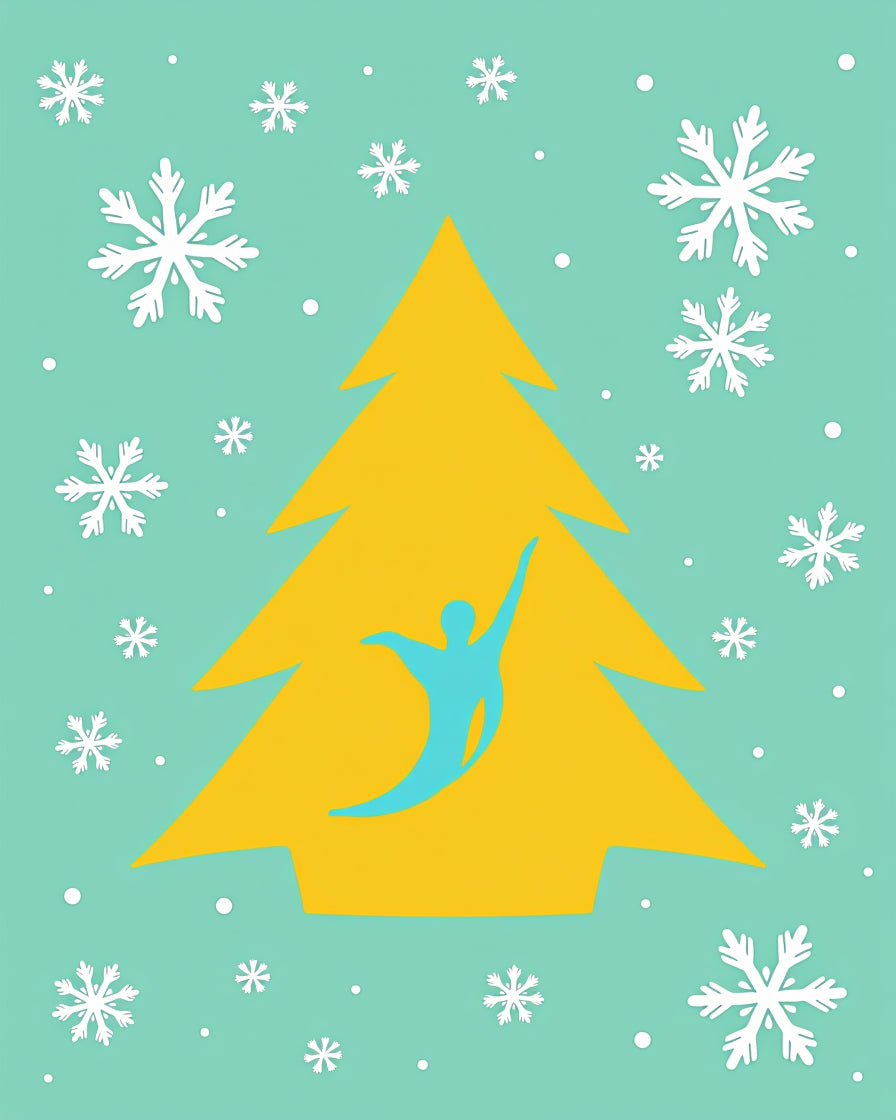 Festive Tree With Snowflakes Design Rug