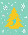 Festive Tree With Snowflakes Design Rug