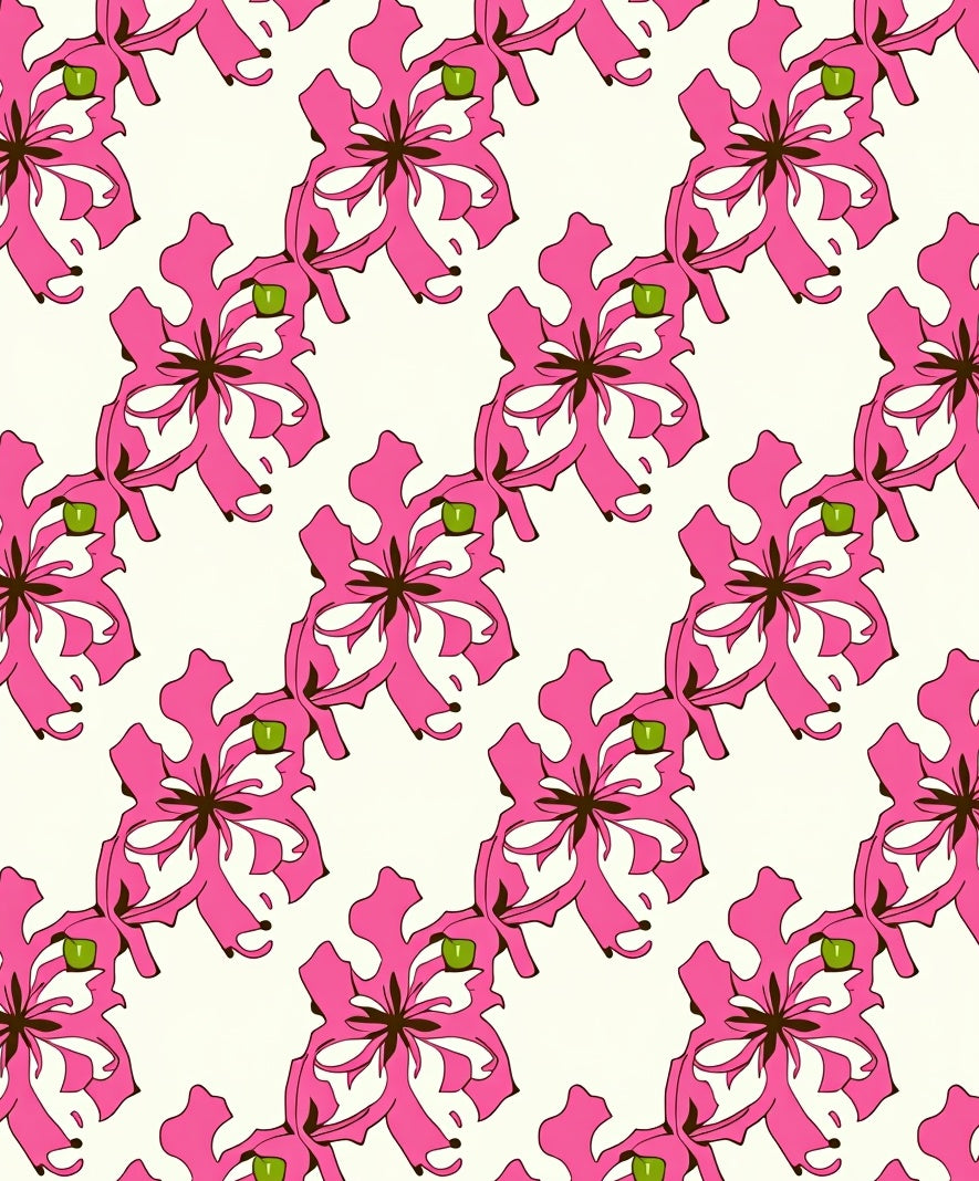 Bold Pink Floral Pattern Rug