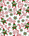 Festive Elves Red Green Swirl Snowflakes Rug