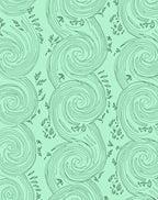 Mint Green Swirls Botanical Print Rug