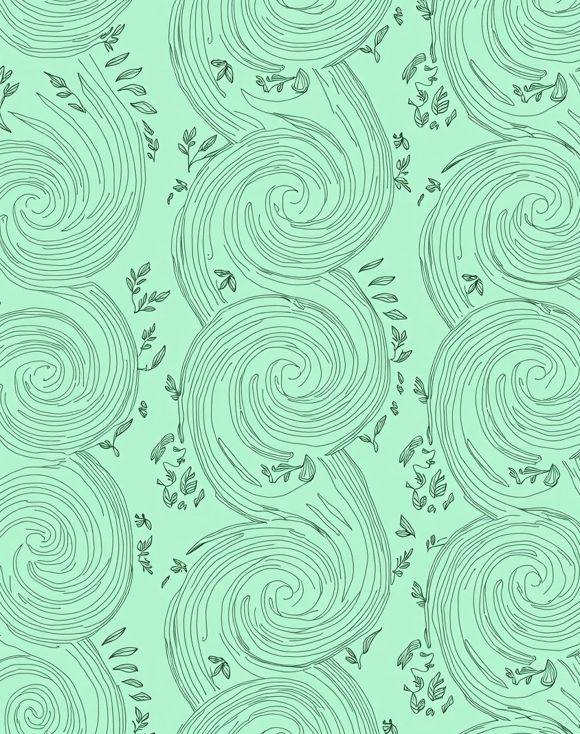 Mint Green Swirls Botanical Print Rug