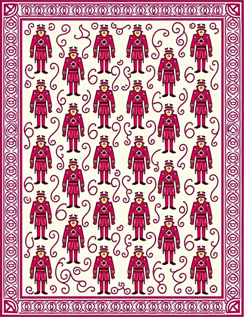 Red Guard Repeating Pattern Rug