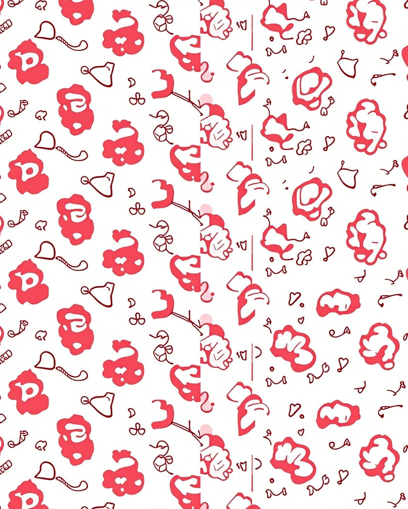 Whimsical Red White Blob Pattern Rug
