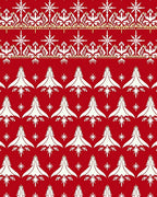 Crimson White Snowflake Tree Border Rug