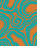Abstract Teal Orange Swirl Pattern Rug