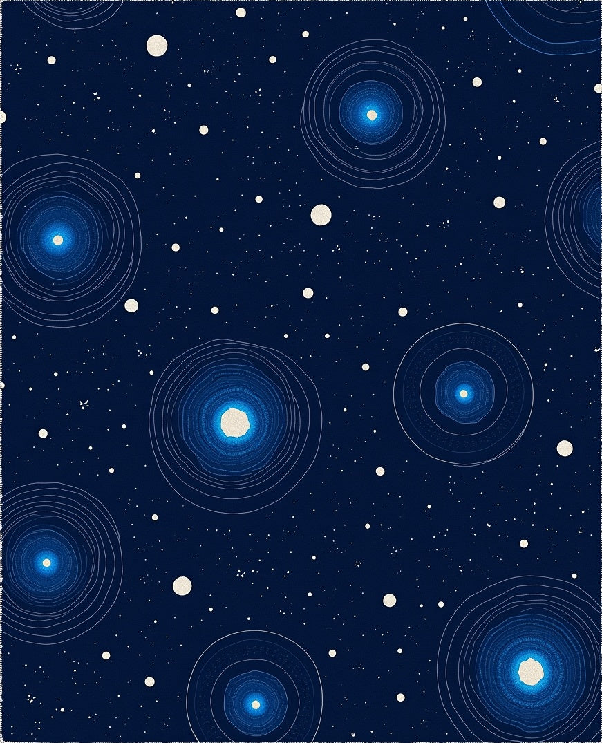 Blue Celestial Orbit Pattern Rug