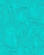 Teal Wavy Contour Line Art Rug