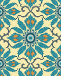 Blue Orange Floral Medallion Pattern Rug