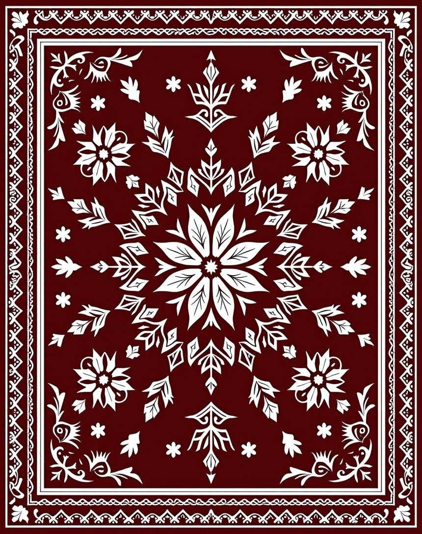 Ornate Floral Medallion Design Rug