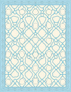 Blue Ivory Interwoven Lattice Rug
