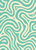 Aqua Cream Fluid Swirl Pattern Rug