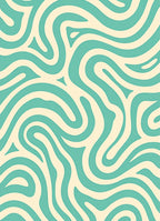 Aqua Cream Fluid Swirl Pattern Rug