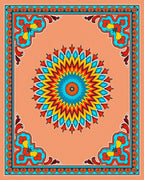 Bright Floral Mandala And Border Design Rug