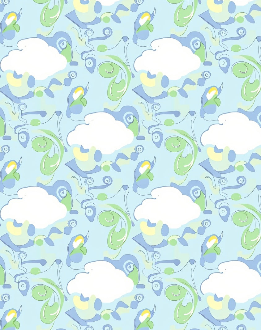 Abstract Cloud Swirl Pattern Rug