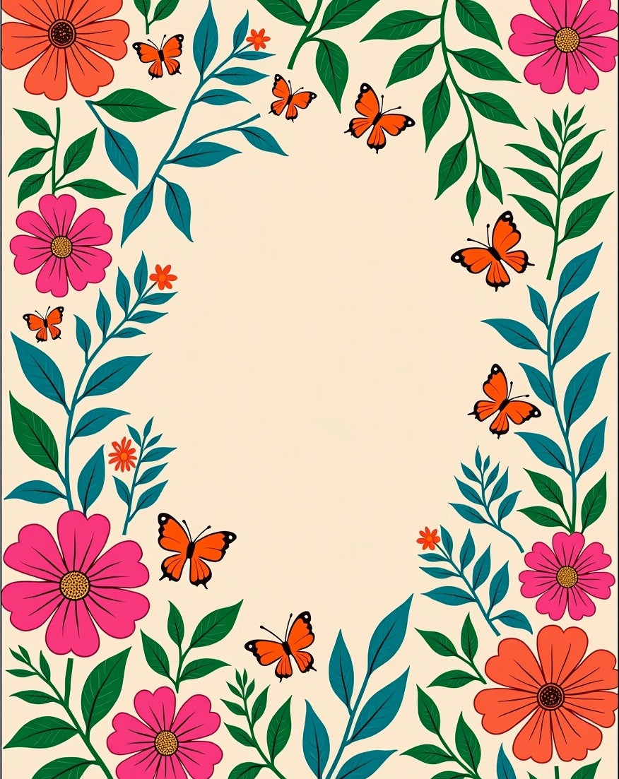 Vibrant Floral Butterfly Pattern Design Rug