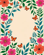 Vibrant Floral Butterfly Pattern Design Rug