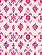Bold Magenta Floral Scrollwork Rug