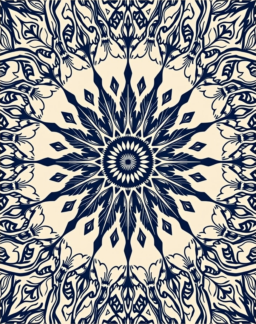 Intricate Floral Mandala Design Rug