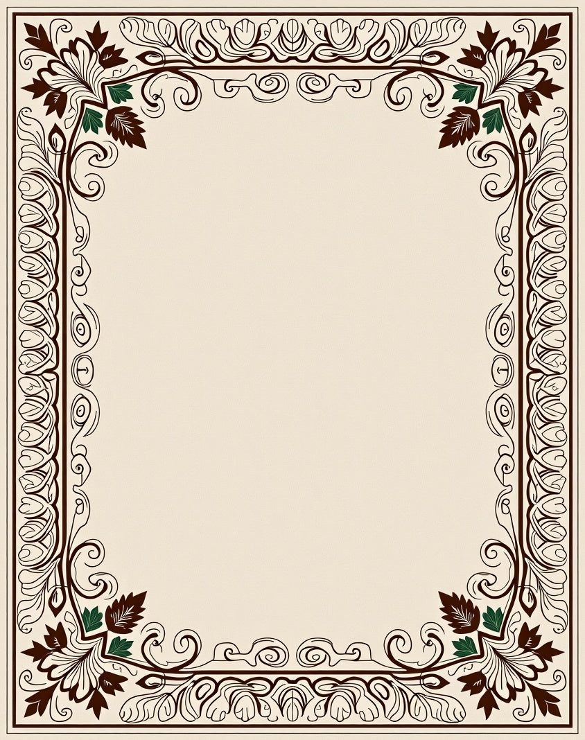 Ornate Floral Leaf Scroll Accents Rug