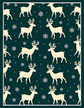 Cream Reindeer Snowy Teal Landscape Rug