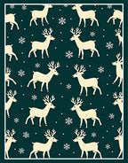 Cream Reindeer Snowy Teal Landscape Rug