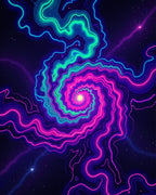 Cosmic Swirl Neon Waves Rug
