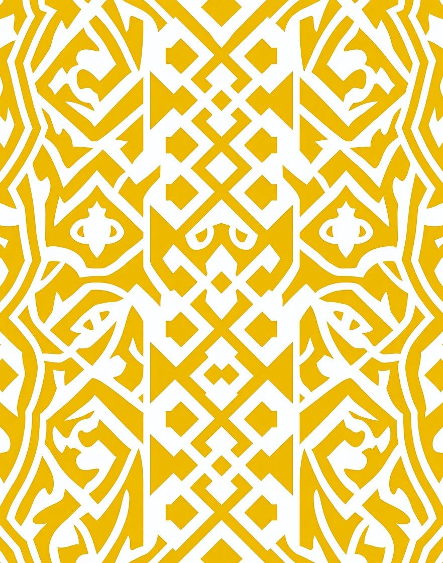 Bold Geometric Yellow Tribal Pattern Rug